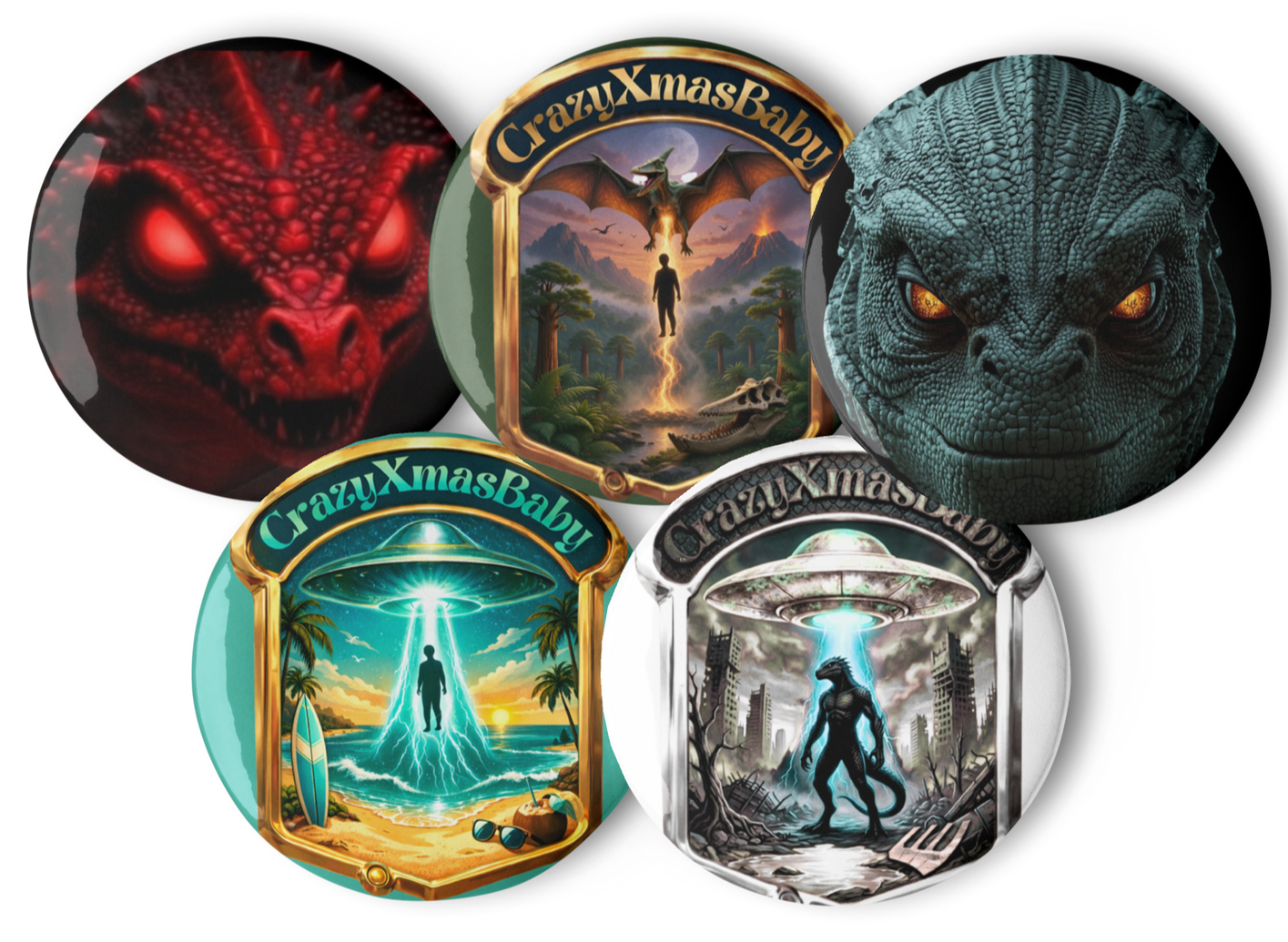 Sets of 5 pin buttons